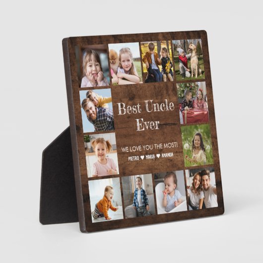 Best oom Ever 12 Photo Collage Plaque Fotoplaat (Voorkant)