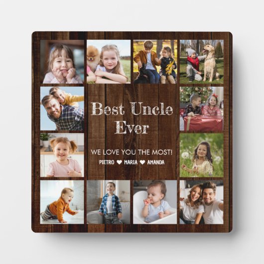 Best oom Ever 12 Photo Collage Plaque Fotoplaat (Voorkant)