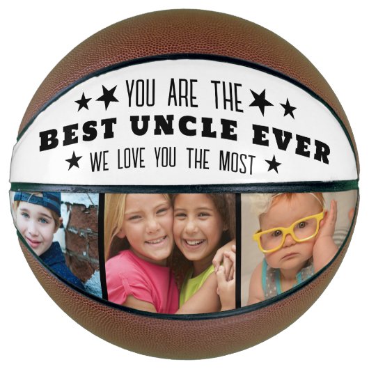 Best oom Ever 3 Foto Collage Black and White Basketbal (Voorkant)