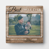 Best oom Ever Custom Photo Rustic Brown Wood Fotoplaat (Voorkant)