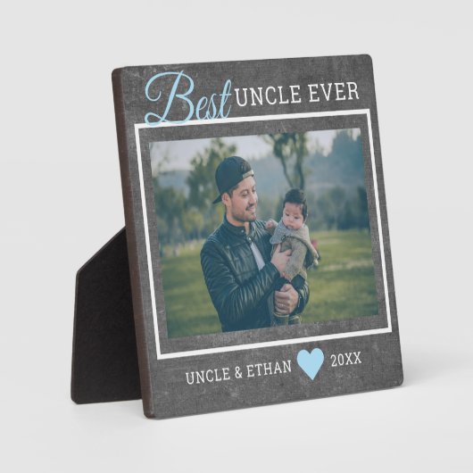 Best oom Ever Custom Photo Rustic Chalkboard Fotoplaat (Voorkant)