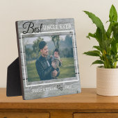 Best oom Ever Custom Photo Rustic Grey Wood Fotoplaat
