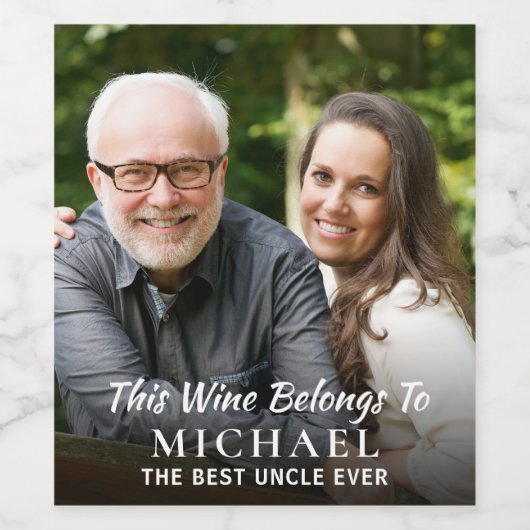 Best oom Ever Foto gepersonaliseerd Wijn Etiket (Enkel label)