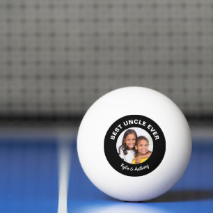 Best oom Ever Fun Aangepaste foto Zwart Pingpongbal