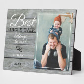 Best oom Ever Gift Photo Rustic Grey Wood Fotoplaat (Zijkant)