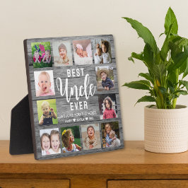 Best oom Ever Gray Wood 12 Foto Collage Fotoplaat