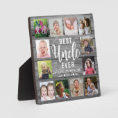 Best oom Ever Gray Wood 12 Foto Collage Fotoplaat (Voorkant)