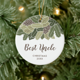 Best oom Ever Persoonlijk Pinecones Greenery Keramisch Ornament