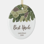 Best oom Ever Persoonlijk Pinecones Greenery Keramisch Ornament (Rechts)