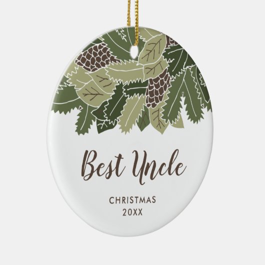 Best oom Ever Persoonlijk Pinecones Greenery Keramisch Ornament (Rechts)