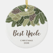 Best oom Ever Persoonlijk Pinecones Greenery Keramisch Ornament (Voorkant)