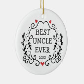 Best oom Ever Persoonlijke Black Line Art Wreate Keramisch Ornament (Rechts)