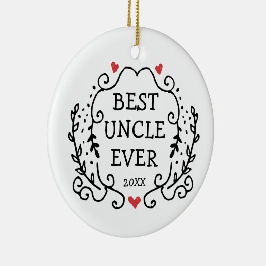 Best oom Ever Persoonlijke Black Line Art Wreate Keramisch Ornament (Rechts)