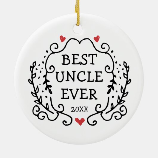 Best oom Ever Persoonlijke Black Line Art Wreate Keramisch Ornament (Achterkant)