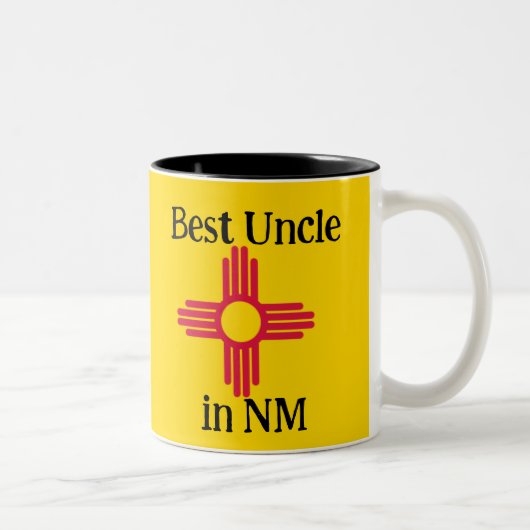 Best oom in New Mexico State Flag Zia Sun Tweekleurige Koffiemok (Rechts)