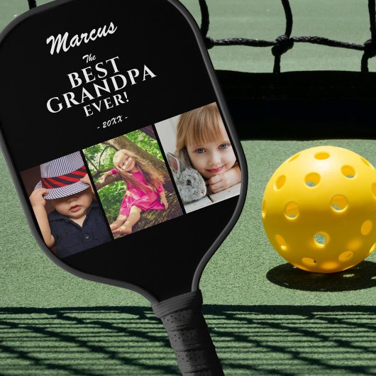 Best opa Ever Keepslag 3 Foto zwart  Pickleball Paddle