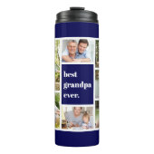 Best opa Ever Photo Collage Navy Blue White Thermosbeker (Voorkant)