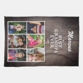 Best opa Family Keepslag Wood 6 Foto Collage Theedoek (Horizontaal)