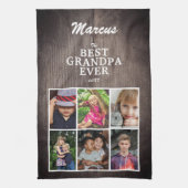 Best opa Family Keepslag Wood 6 Foto Collage Theedoek (Verticaal)
