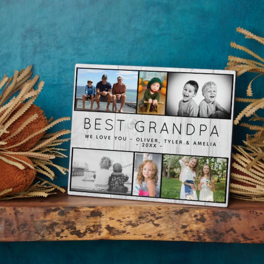 Best opa Rustic Gray Wood 6 Foto Collage Fotoplaat (Zijkant)