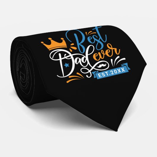 Best Pa Ever Typografie Stropdas (Opgerold)