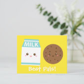 Best Pals, Cute Milk and Cookies Briefkaart (Staand voorkant)