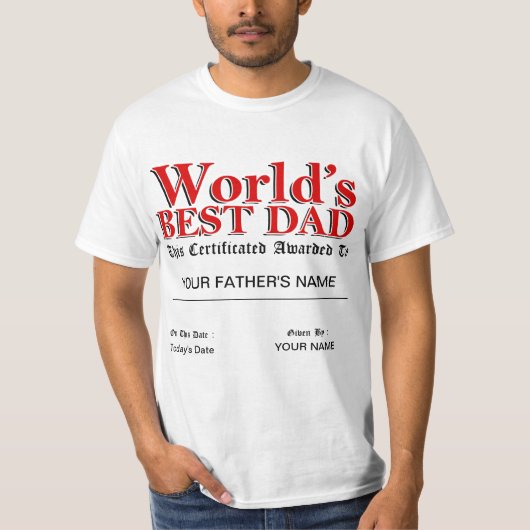 Best Pap Certificate ter wereld T-shirt (Voorkant)
