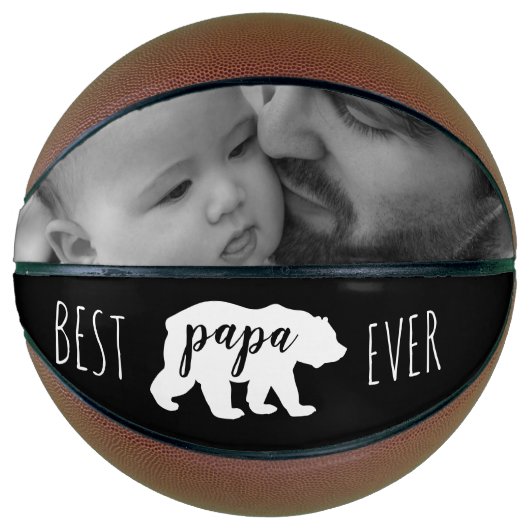 Best Papa Beer ooit - Aangepaste foto zwart-wit Basketbal (Voorkant)