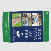 BEST PAPA BY PAR 3 Fotocollage Blauw Groen Golfhanddoek (Horizontaal)