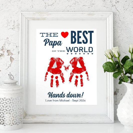 Best Papa DIY Handprint Sjabloon Poster