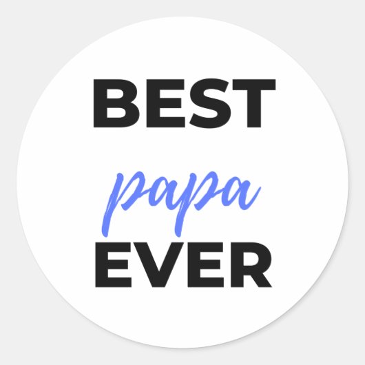 Best Papa Ever bl Ronde Sticker (Voorkant)