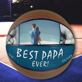 Best Papa Ever Blue 3 Photo Collage Basketbal
