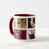Best Papa Ever Burgundy Collage Custom Photo Mok (Voorkant links)