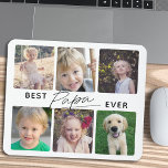 Best Papa Ever Calligraphy 6 Photo Collage Muismat<br><div class="desc">Dit mousepad is voorzien van een fotocollage van 6 voor afbeeldingen kleinkinderen. De tekst luidt: "Best Papa Ever" en is geaccentueerd met moderne handgeschreven stijlkalligrafie.</div>