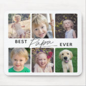 Best Papa Ever Calligraphy 6 Photo Collage Muismat (Voorkant)