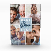 Best Papa Ever Custom Vier Photo Family Collage Fotoblokken (Voorkant)