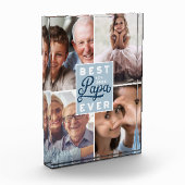 Best Papa Ever Custom Vier Photo Family Collage Fotoblokken (Links)