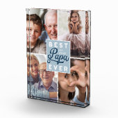 Best Papa Ever Custom Vier Photo Family Collage Fotoblokken (Rechts)