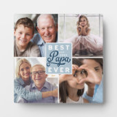 Best Papa Ever Custom Vier Photo Family Collage Fotoplaat (Voorkant)