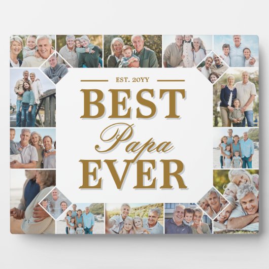 Best Papa Ever Father's Day Photo Frame Collage Fotoplaat (Voorkant)