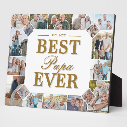 Best Papa Ever Father's Day Photo Frame Collage Fotoplaat (Zijkant)