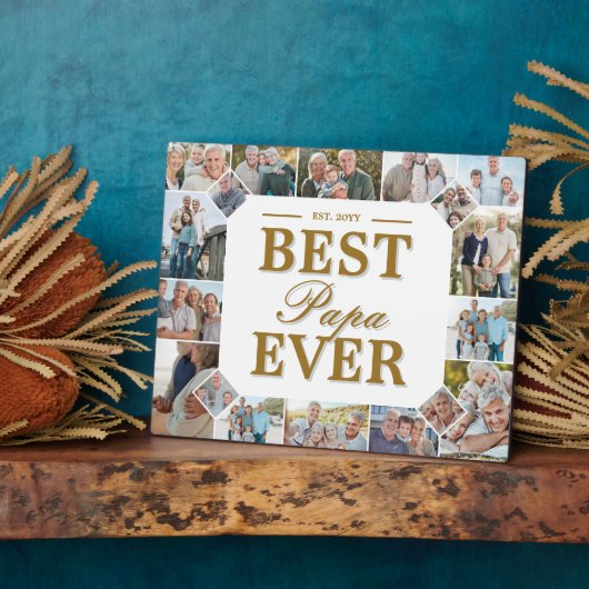 Best Papa Ever Father's Day Photo Frame Collage Fotoplaat (Zijkant)