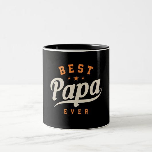 Best Papa Ever Funny Fathers Day Tweekleurige Koffiemok (Center)