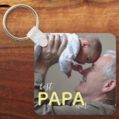 Best Papa Ever Grandpa & Baby Photo Moderne Script Sleutelhanger (Voorkant)