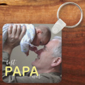 Best Papa Ever Grandpa & Baby Photo Moderne Script Sleutelhanger (Achterkant)