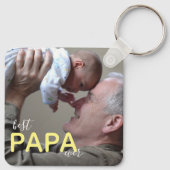 Best Papa Ever Grandpa & Baby Photo Moderne Script Sleutelhanger (Achterkant)
