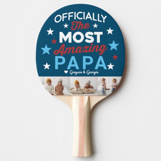 Best Papa Ever | Hand Lettered Photo Collage Tafeltennisbatje (Voorkant)