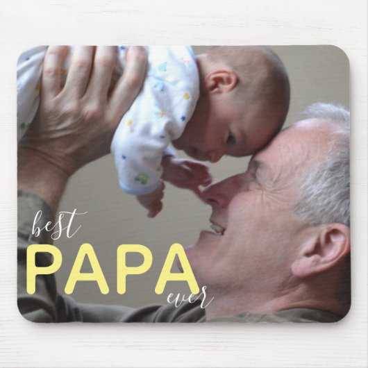 Best Papa Ever Modern Script Photo Grandpa & Baby Muismat (Voorkant)