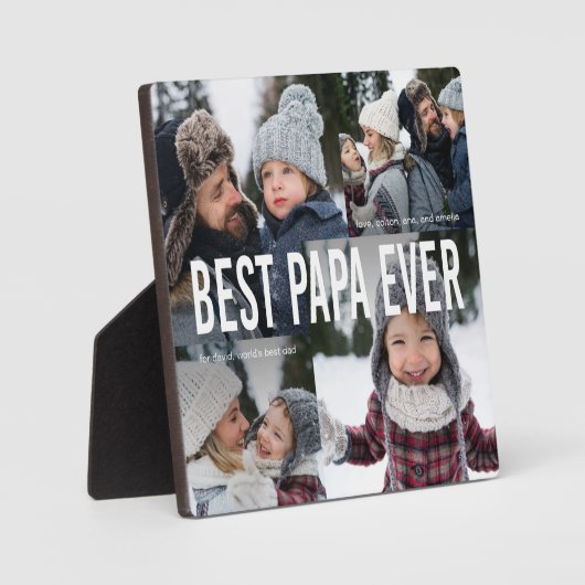 Best Papa Ever Photo Collage Fotoplaat (Voorkant)
