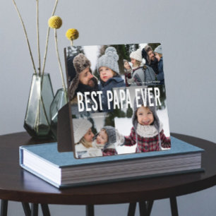 Best Papa Ever Photo Collage Fotoplaat